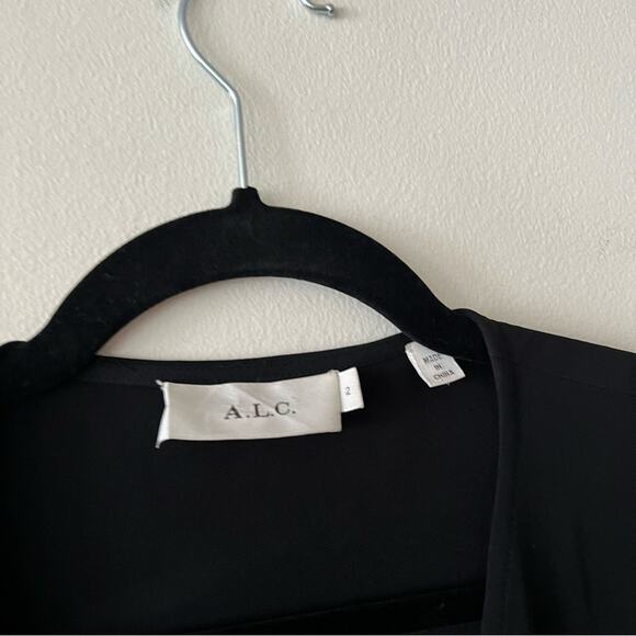 ALC Black Belted V-Neck Midi Dress - Picture 4 of 12